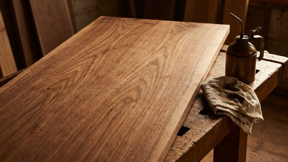 Cathedral grain figure revealed across a freshly planed walnut panel