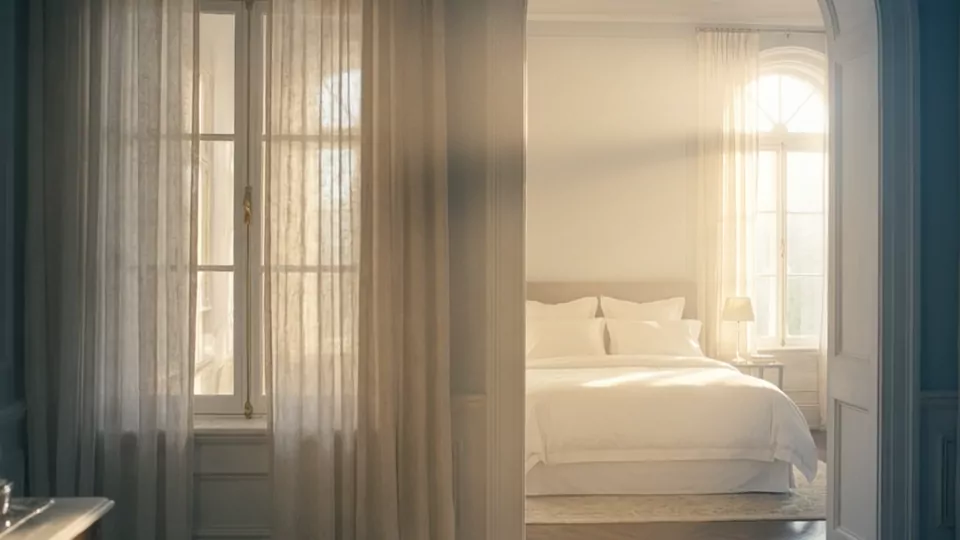 The room utterly still in evening order