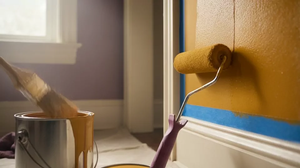 A loaded brush resting across the open can
