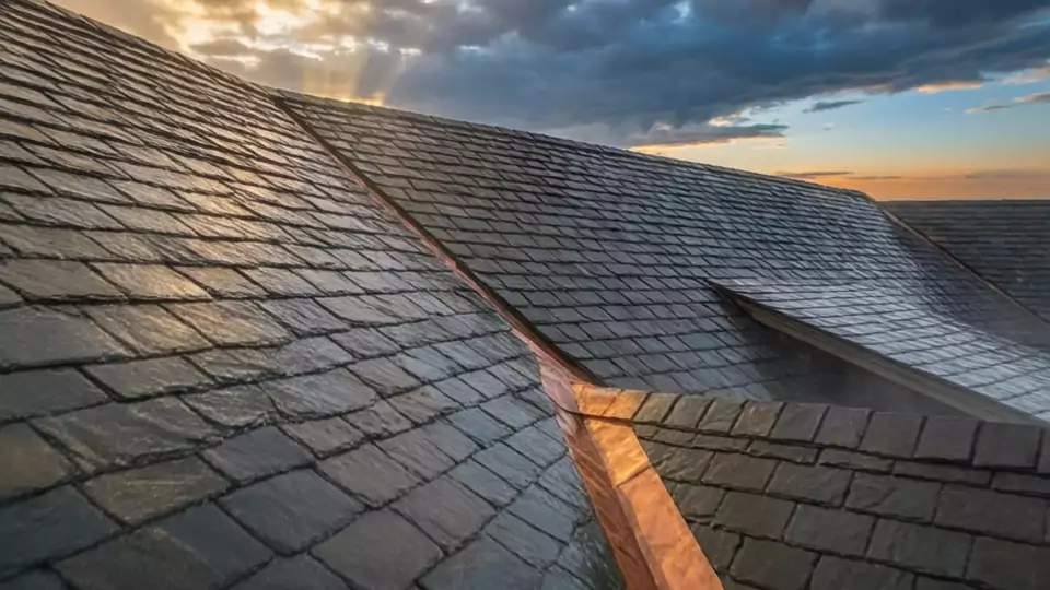 The roofline in long low evening light