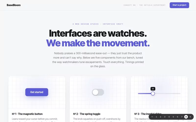 The details department — five components tuned to the millisecond