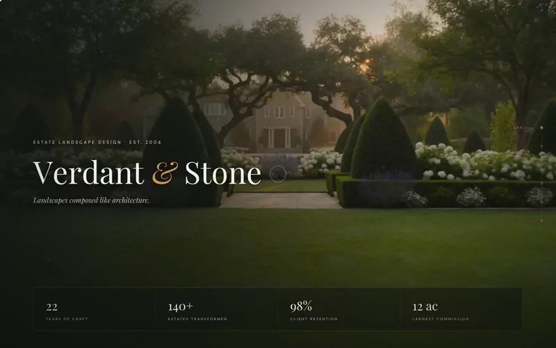Verdant & Stone — estate landscape design, a scroll-animated landscaping landing page